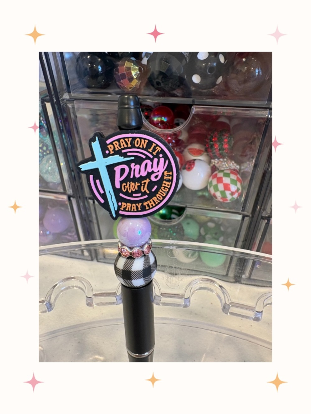 Handcrafted Pray on It Beaded Pen
